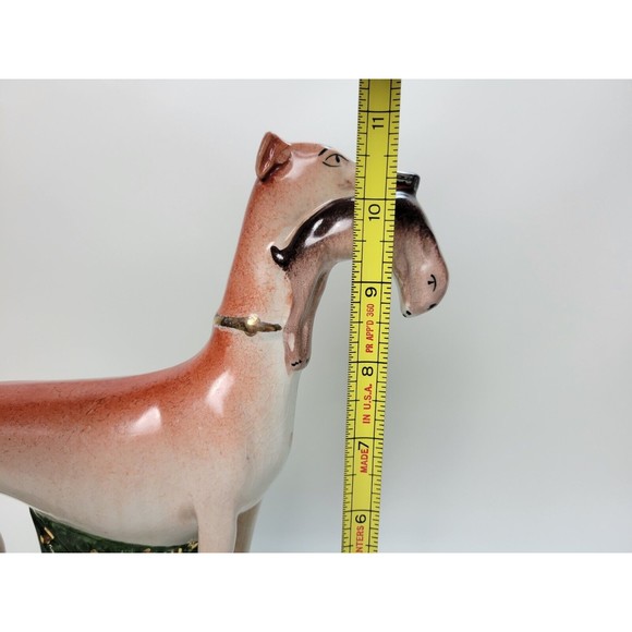 Vintage Staffordshire Whippet Greyhound Hunting Dog w. Rabbit Hare Figurine 11" - Picture 14 of 15